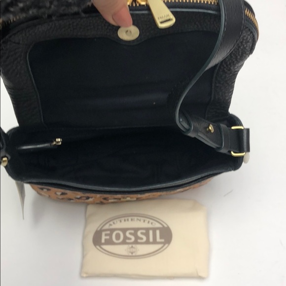 Fossil crossbody Bag Black Cheetah Bag New - Picture 7 of 8